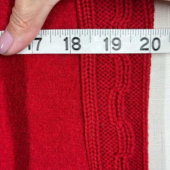 100% Boiled Wool Cardigan Cherry Red Cable Knit Size L Holiday Christmas Granny - Picture 15 of 16